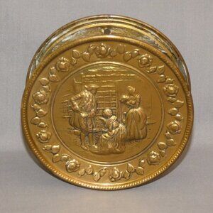 Vintage embossed brass wall pocket